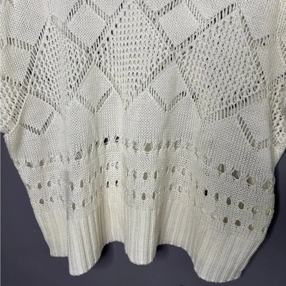 No Boundaries White Open Knit Short Sleeve Sweater XXL